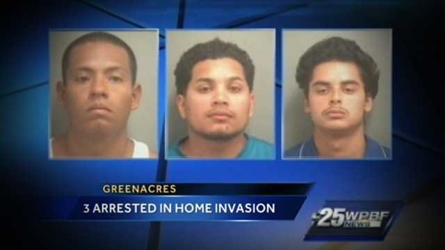 Three men from Miami faced a judge Wednesday after police said they broke in to a Greenacres residence and terrorized several men during a violent home invasion.