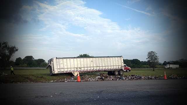 MAY 12: A tractor trailer hauling trash was involved in an accident that caused traffic problems for Turnpike commuters Monday morning.