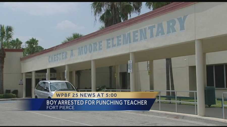 A 12-year-old boy was arrested in Fort Pierce, charged with punching his teacher. According to the police report, it happened inside a classroom at Chester A. Moore elementary school in Fort Pierce on Thursday.
