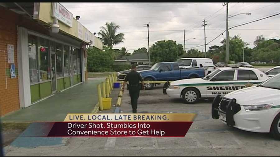 Palm Beach County Sheriff's deputies are investigating a shooting in West Palm Beach after they say a victim was shot while driving on Haverhill Road Tuesday. The man then drove to a nearby convenience store to get help.