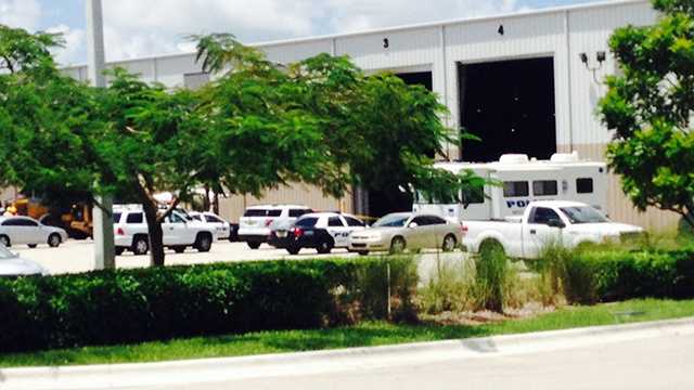 A photo from the scene at the Solid Waste Authority Recycling plant where a body was found by workers Friday, according to West Palm Beach police. 