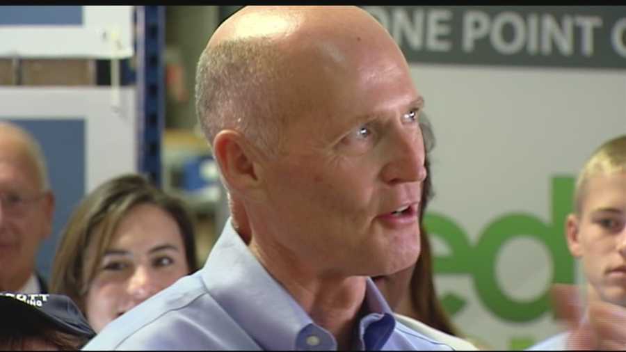 Florida governor Rick Scott continues to get political backing from New Jersey governor Chris Christie. The two appeared at a rally in Wellington Monday morning, urging people to do their part. Chris McGrath has the story.