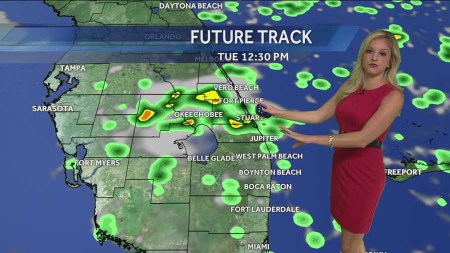 Rain chances are on the rise today as moisture increases over South Florida. High temperatures will be in the low 80’s this afternoon with a 30% chance for scattered showers moving through. Breezy conditions will also continue through today with east winds 15-20 mph. Boating forecast is a little rough through Tuesday with seas 4-6 feet.