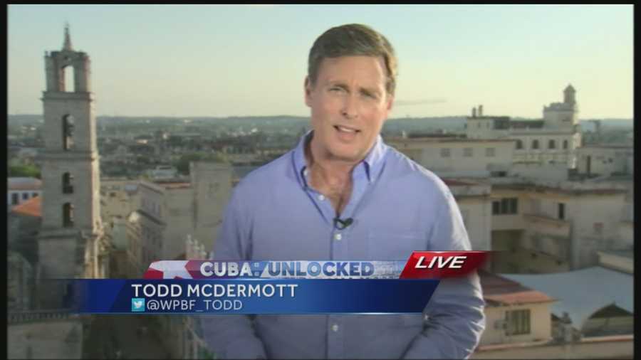 It's may be only 90 miles away from Florida -- but it was a long trip to Cuba for Todd Mcdermott and our crew. We are the only local news source reporting live from Cuba as the highest ranking American official in 30+ years set to begin diplomatic talks. Todd discusses his arrival, and what it took to get to Cuba.