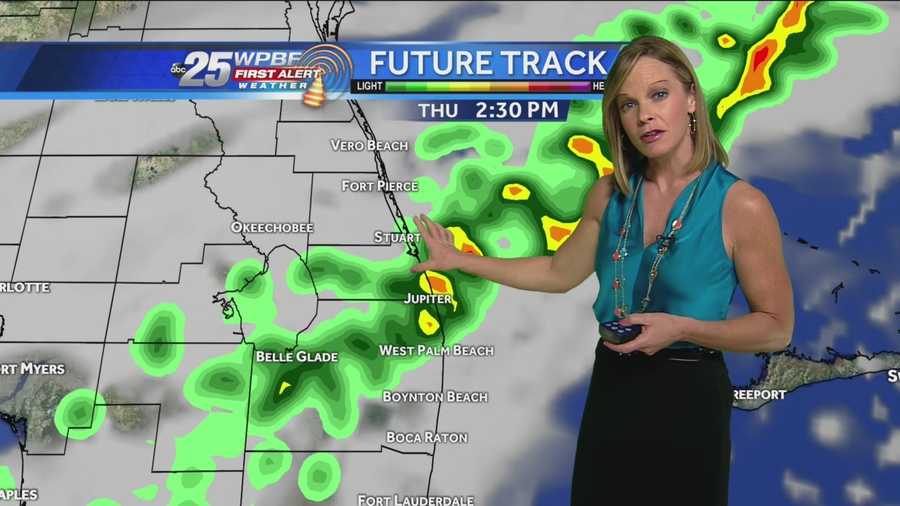 A cold front will sweep through the area today with some scattered showers this afternoon and gusty SW winds up to about 24 mph at times. It will also be tropically humid with highs soaring into the middle 80s out ahead of the front! Clouds will trump the sun for the most part today. Friday will be cooler with highs in the middle 70s, after several days in the 80s. Slight chances of showers will persist through the first half of the weekend with highs about 80 Saturday and Sunday.