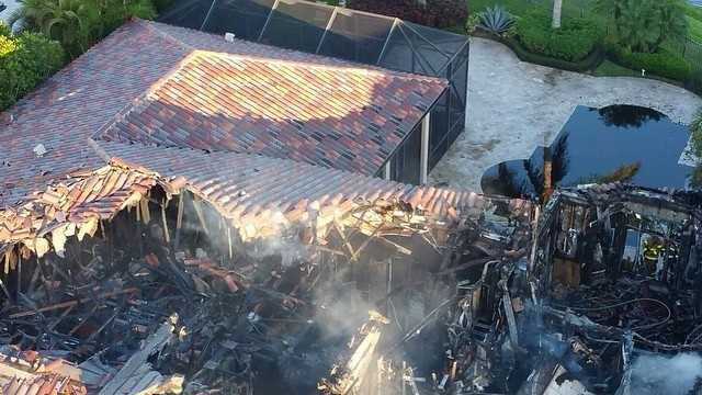 Fire Scene Boca Raton Fire destroys Boca Raton home