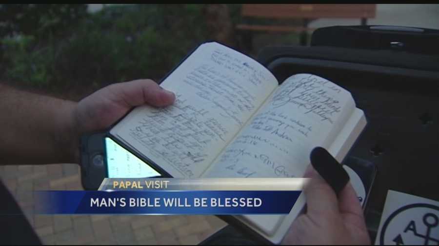 A Treasure Coast man will travel to New York on Thursday so he can have his Bible blessed by Pope Francis.