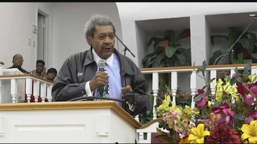 Boxing promoter Don King called for sweeping changes to "the system" in the wake of the shooting death of Corey Jones. King spoke at a community rally in Jones' honor Monday night at the Hilltop Baptist Church in Riviera Beach. He started by addressing Jones' family.