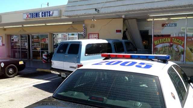 No one was seriously injured when an SUV crashed through the front of a convenience store Monday.