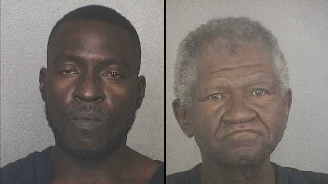 Fred Burke (left) and Charles Wright are accused of stuffing 28 cartons of Newport cigarettes down their pants.