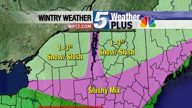 A messy mix of precipitation moves in overnight and continues through Friday. The mountains will get the most snow, 1-3" expected.