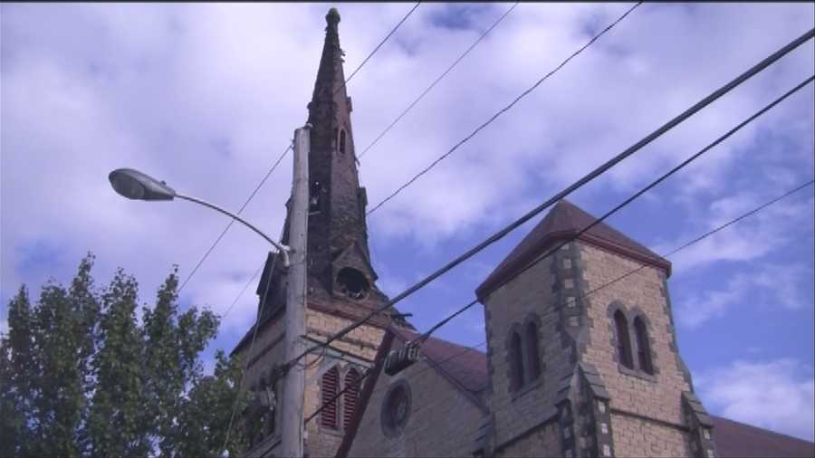 A steeple fire at Burlington's College Street Congregational Church left the building empty Wednesday and parishioners outside asking how to move forward.
