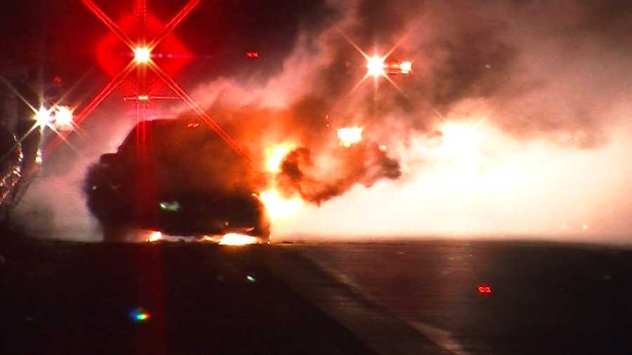 A car fire shut down part of Interstate 89 southbound Thursday. There are no reports of any injuries.