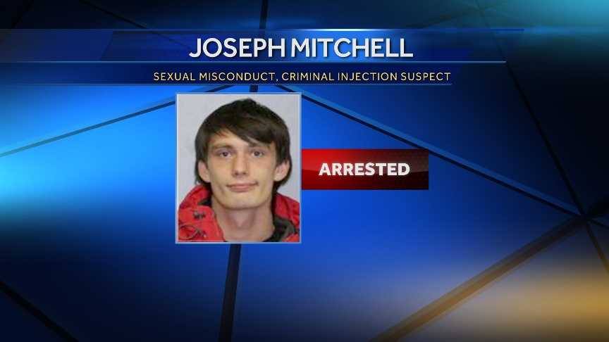 Massena-based New York State Police said Joseph Mitchell, of Louisville, was arrested and charged with sexual misconduct, endangering the welfare of a child, and criminal injection of a narcotic drug.