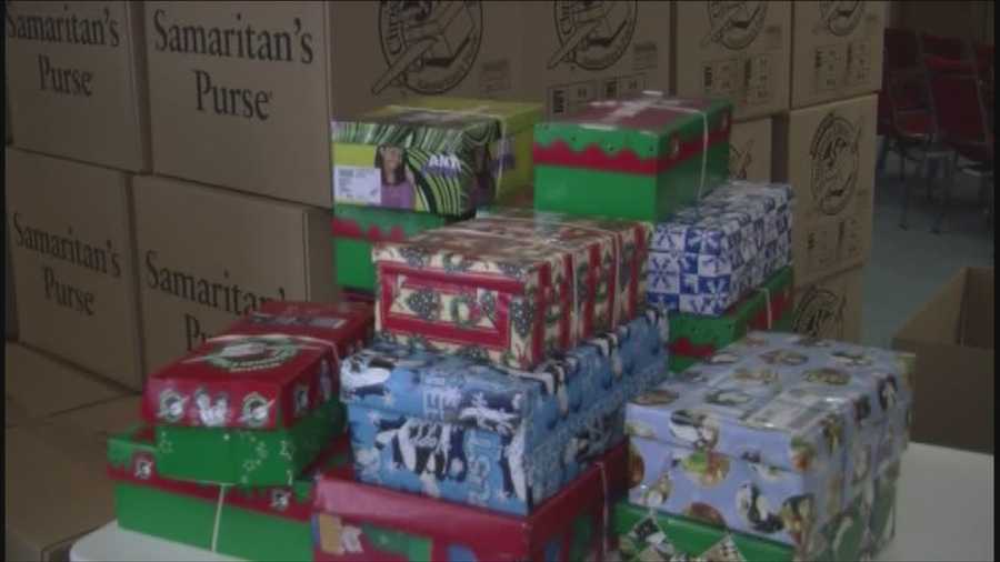 Church collects shoe boxes full of gifts