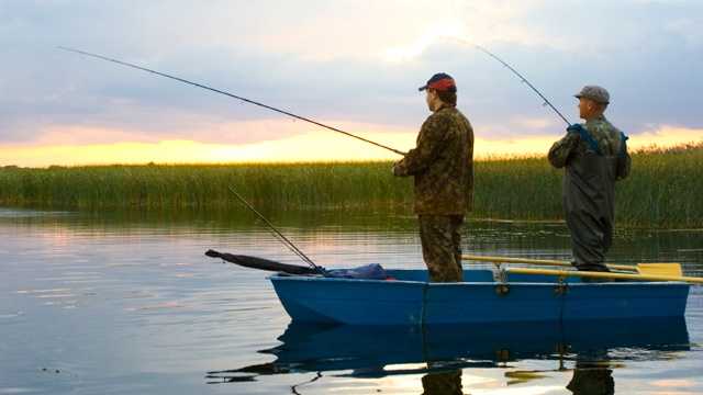 Fishing in lake