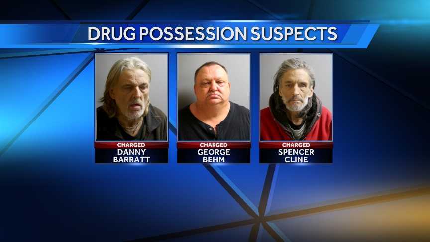 St. Albans Police charged Danny Barratt, George Behm, and Spencer Cline, with possession of drugs after police searched a Federal Street residence following an overdose. Police say they seized heroin, crack-cocaine, and dilaulid.