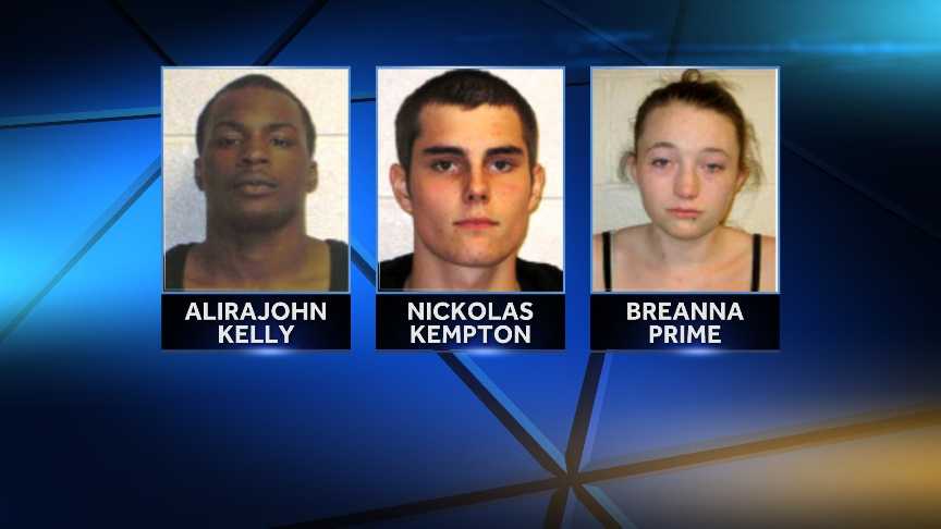 Alirajohn Kelly, 23, of Newark, N.J. and Breanna Prime, 19, of White River Junction, were arrested Tuesday in New Hampshire for allegedly dealing heroin.Nickolas Kempton, 18, of White River Junction, was arrested in New Hampshire for allegedly selling marijuana.
