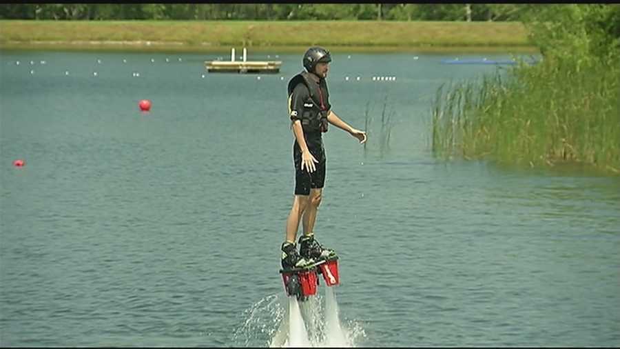 Flyboard of Vermont is a new company that offers lessons that give participants the sensation of flying as a comic book hero would; on strong jets of water.
