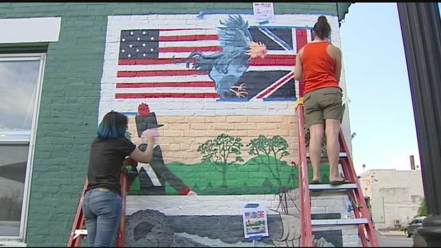 About half a dozen artists spent the week painting what they hope will be the first of many murals in downtown Plattsburgh. The mural depicts the historic Battle of Plattsburgh.