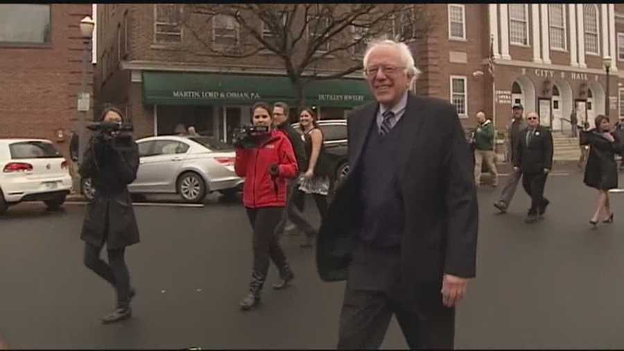 Democratic presidential candidate Bernie Sanders eschewed politics during an appearance at Veterans Day events in Lebanon, N.H.