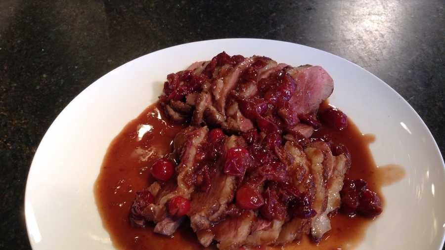 Wptz In The Kitchen Pan Roasted Duck Breast With Cranberry Sauce And Brandy 