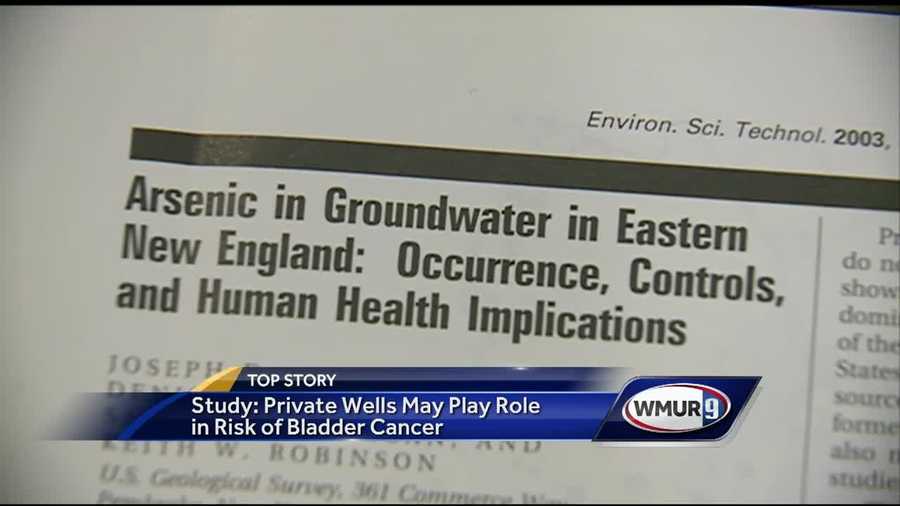 A study has found that drinking water from private wells in New Hampshire might have contributed to an elevated risk of bladder cancer in the state.