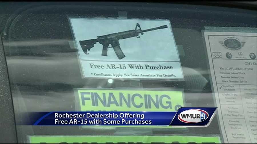 A Rochester car dealership is facing backlash for a promotion that pairs customers with a brand new AR-15.