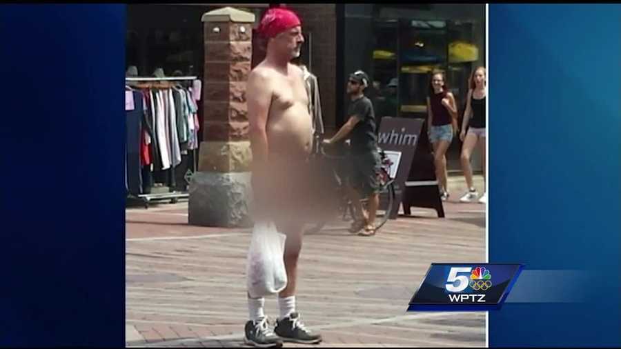 Naked man turning heads on Burlington's Church Street