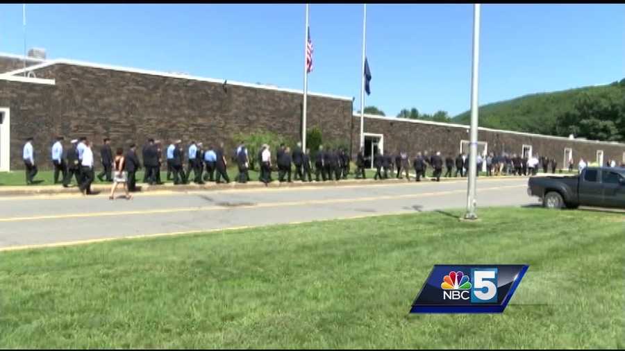 A community still grieving after the death of 26 year old hot fire fighter Justin Beebe.  On Saturday, law enforcement from across Vermont, along with friends and family, gathered at Bellows Falls Union High School to remember him.