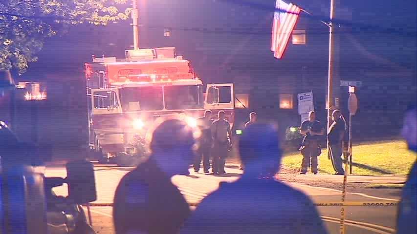 Car crashes into pole, splits in half