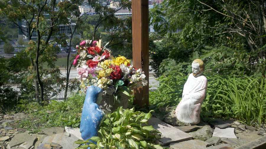 Over the years, the shrine has grown as people have stopped by and dropped off their own religious items.