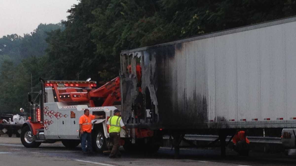Mail truck catches fire on I279