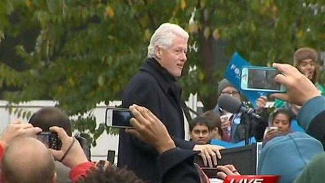 Bill Clinton stumps for President Barack Obama in downtown Pittsburgh's Market Square