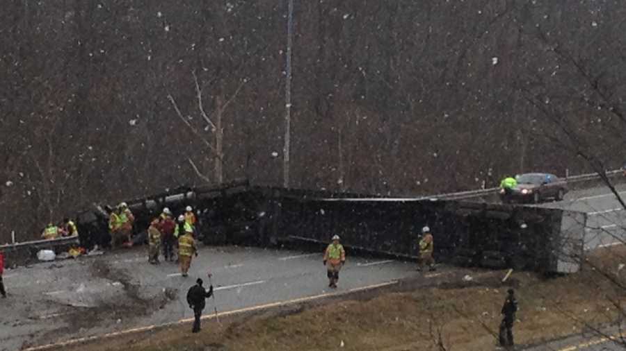 Two people died in the crash which involved a tractor-trailer and two other vehicles on Interstate 70 eastbound near the junction of I-70 and I-79 in South Strabane Township in Washington County.