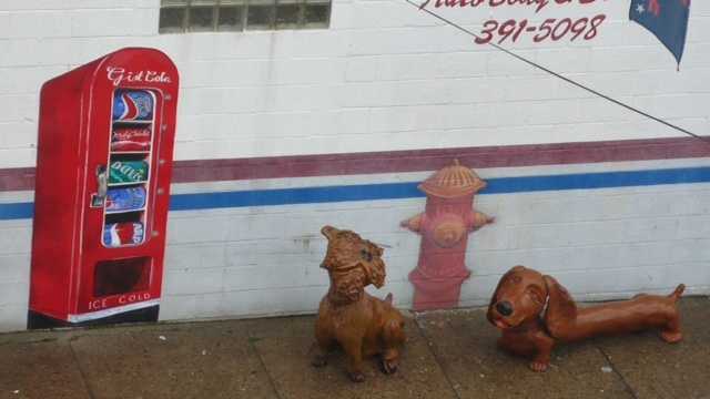 wiener dog garden statues