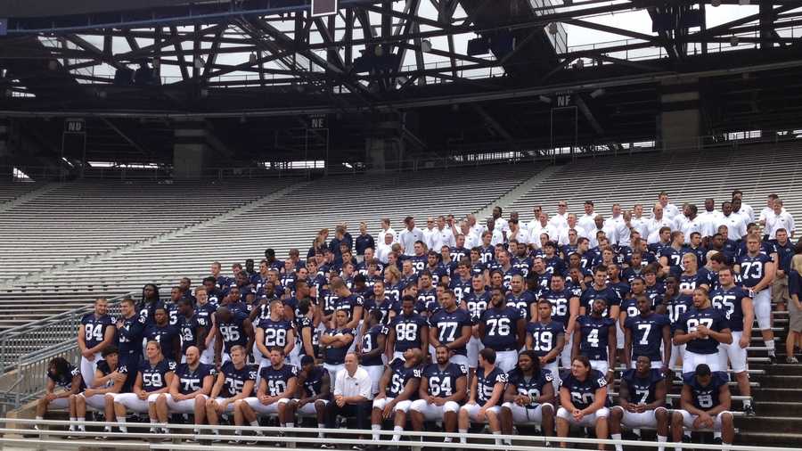 The 2013 Penn State Nittany Lions posed for a team picture on Football Media Day at Beaver Stadium.