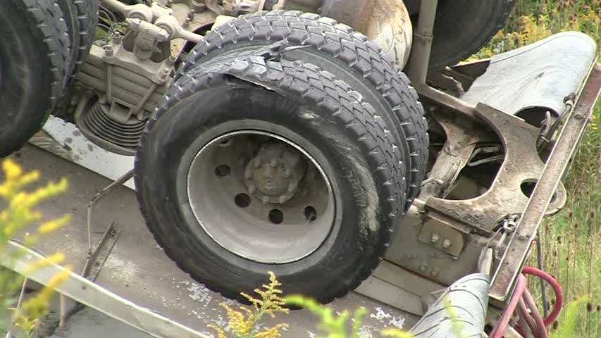 Cement mixer driver dies in rollover (Photos)