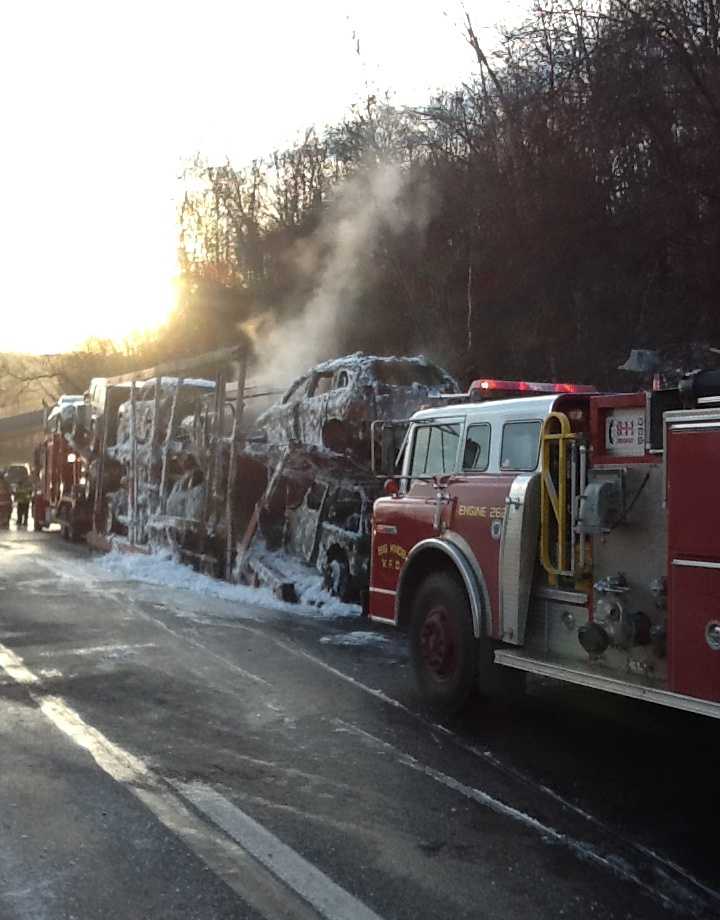 Car Carrier Catches Fire On Pennsylvania Turnpike