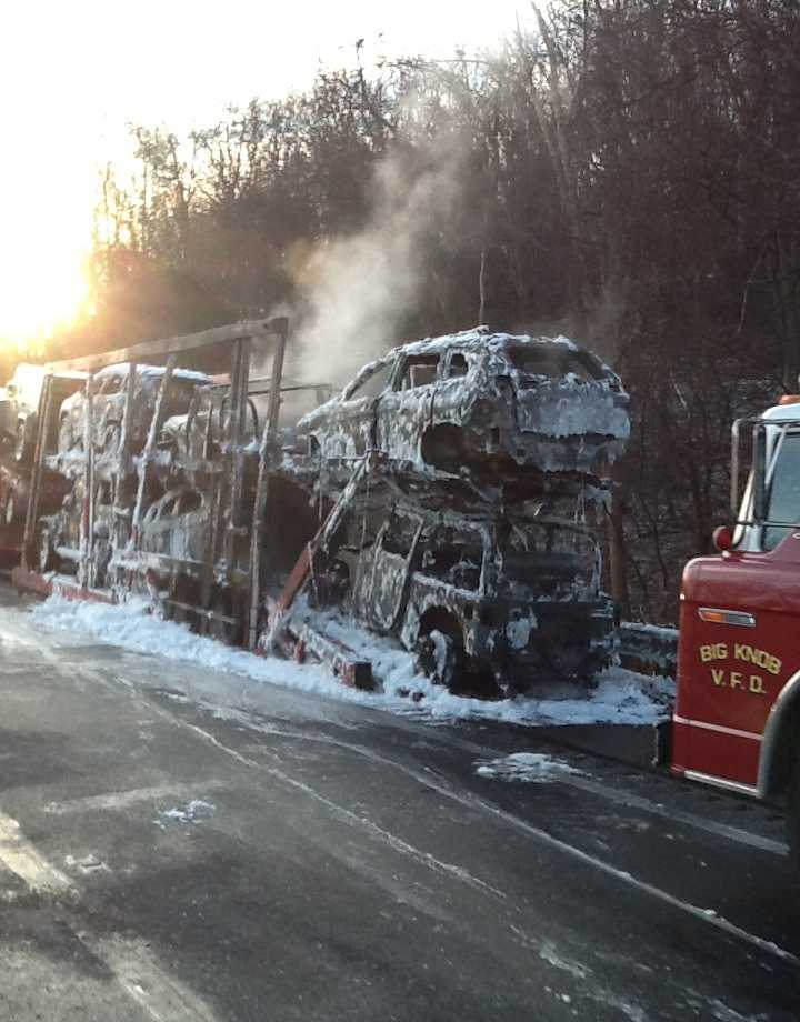 Car Carrier Catches Fire On Pennsylvania Turnpike