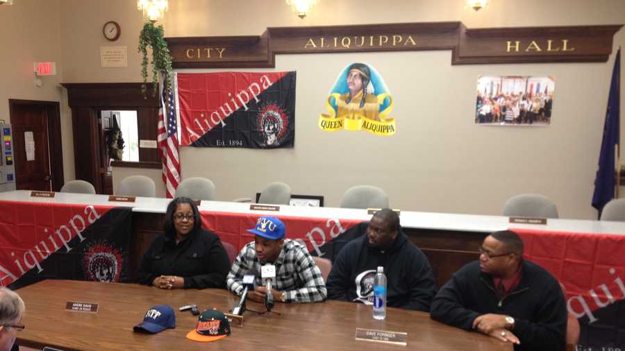 Dravon Henry announced his commitment to play football at West Virginia University during a news conference at the Aliquippa Municipal Building.