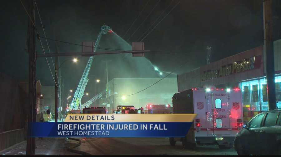 A firefighter was hurt battling a blaze that heavily damaged the Three Rivers Supply building on West Seventh Avenue.