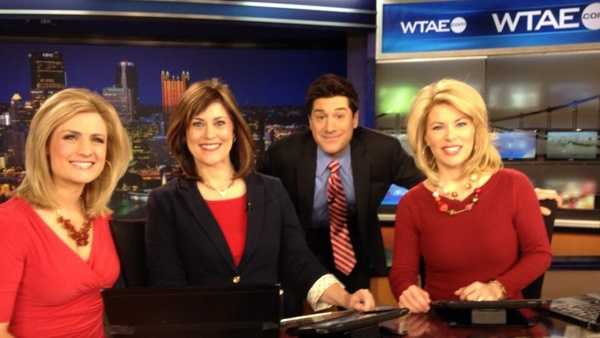 Janelle Hall, Michelle Wright, Steve MacLaughlin and Kelly Frey on National Wear Red Day.
