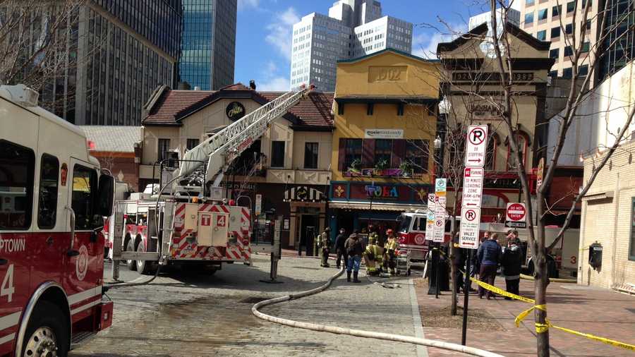 A fire in Market Square damaged Bruegger's Bagels, Perle and Nola On the Square.