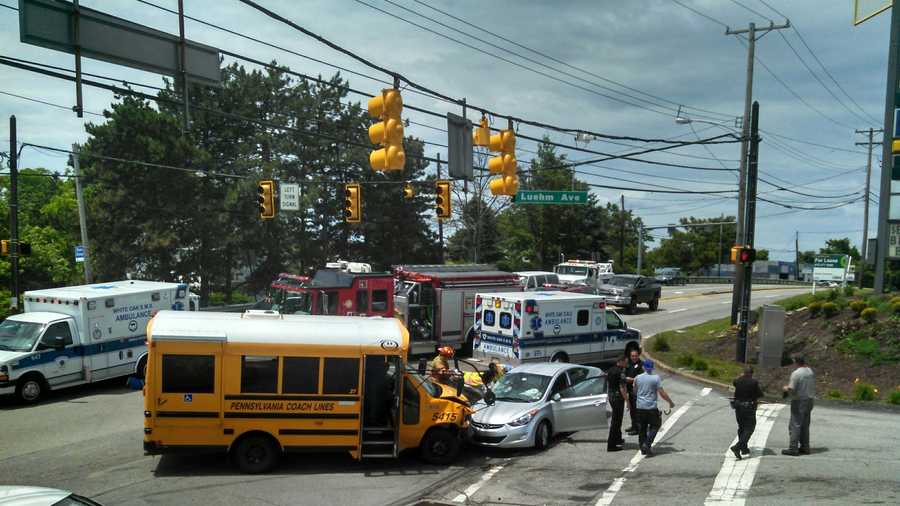 School bus, car crash on Route 30