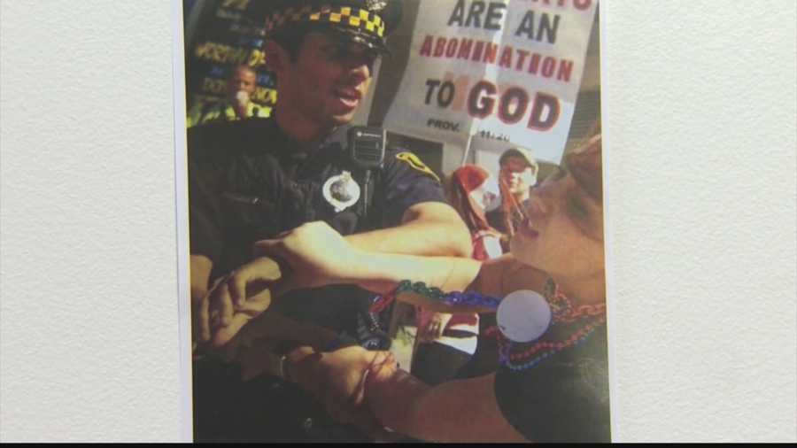 The Pittsburgh police union says this image supports the actions taken by Officer Souroth Chatterji in his arrest of Ariel Lawther at Pridefest.