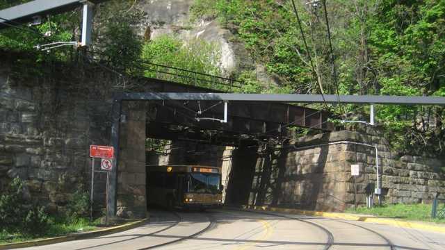 The Mount Washington Transit Tunnel is used by Port Authority buses and light-rail trains.