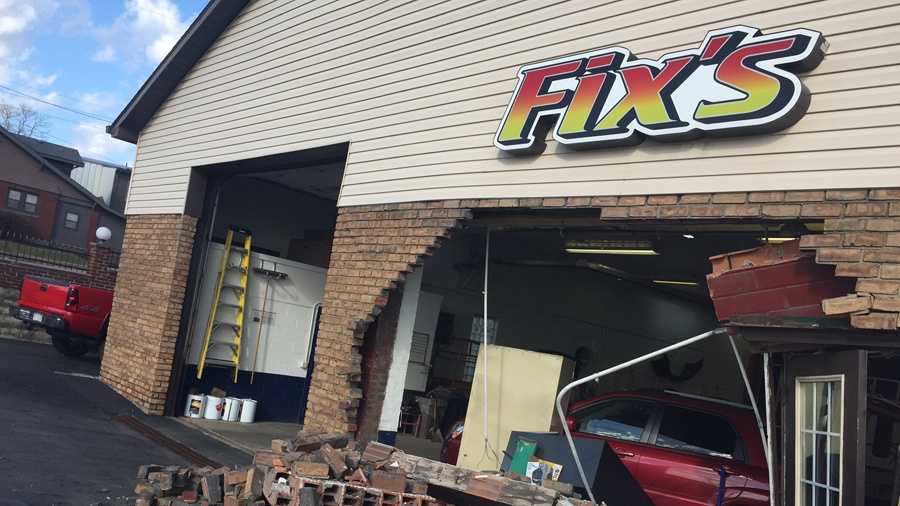 Wreck sends two cars into North Huntingdon body shop