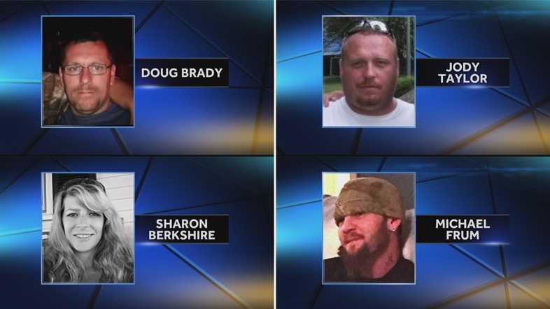 Police say Jody Lee Hunt shot Doug Brady, Sharon Berkshire, Michael Frum and Jody Taylor.