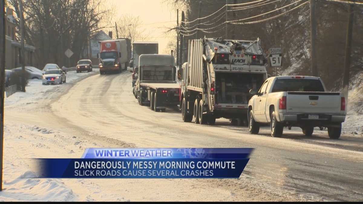 Icy roads to blame for series of crashes Monday morning